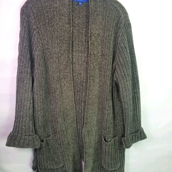 Apt 9 Velour Gray Knit Sweater. Size L. - Picture 1 of 9